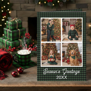Green & Black Buffalo Plaid Aangepaste naam en tek Kaart