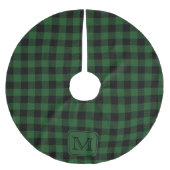 Green Black Buffalo Plaid gepersonaliseerd monogra Kerstboom Rok (Voorkant)