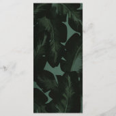 Green & Black Chic Tropical Feuille Menu Mariage (Dos)