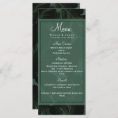 Green & Black Chic Tropical Feuille Menu Mariage (Devant / Derrière)