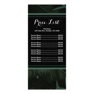 Green & Black Chic Tropisch Bladeren Prijslijst Me Reclamekaart