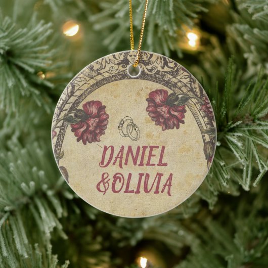 Green Black  Classic Wedding Keramisch Ornament (Boom)