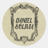 Green Black  Classic Wedding Ronde Sticker (Voorkant)