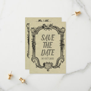 Green Black  Classic Wedding Save The Date