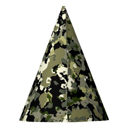 Green Black Cream Camouflage Verjaardagsfeestje Feesthoedjes (Achterkant)