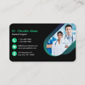 Green Black Creative Moderne Carte de visite Médic (Devant)