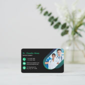 Green Black Creative Moderne Carte de visite Médic (Debout devant)