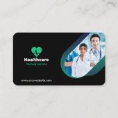 Green Black Creative Moderne Carte de visite Médic (Dos)