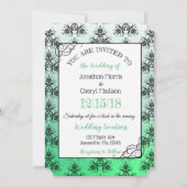 Green Black Damask Classy Wedding invitations (Devant)