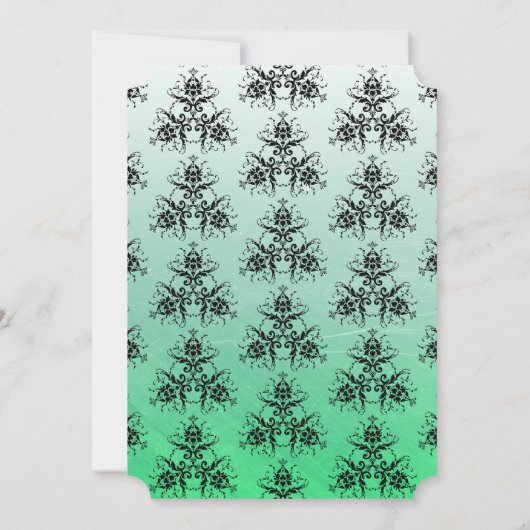Green Black Damask Classy Wedding invitations (Dos)