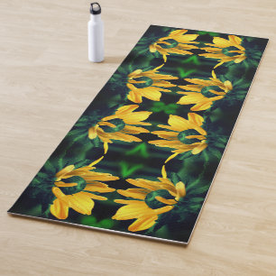 Green Black Eyed Susan Abstract Flower Art Yogamat