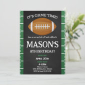 Green Black Football Anniversaire Fête Invitation (Debout devant)
