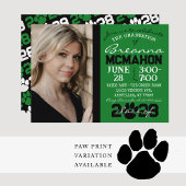 Green & Black Graduation 2 Invitation photo