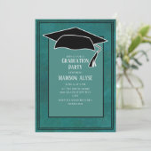 Green Black Graduing Cap Party foto Kaart (Staand voorkant)