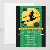 Green Black Grey Witch Halloween Invitation (Devant / Derrière)