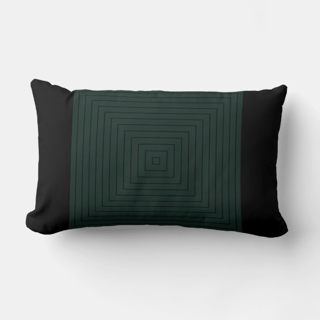 Green Black Nested Squares Lumbar Pillow Kussen (Voorkant)