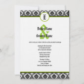 Green & Black Renaissance Damask Wedding Invite Kaart (Voorkant)
