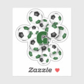 green black soccer balls sticker with monogram (Feuille)
