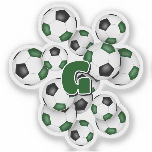 green black soccer balls sticker with monogram (Devant)