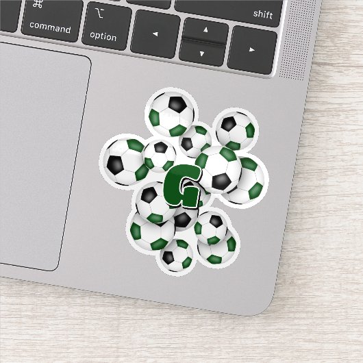 green black soccer balls sticker with monogram (Détail)