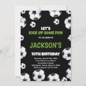 Green Black Soccer Invitations Anniversaire (Devant)