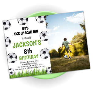 Green Black Soccer Invitations Anniversaire avec p
