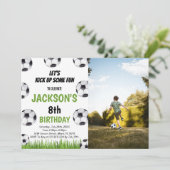 Green Black Soccer Invitations Anniversaire avec p (Debout devant)