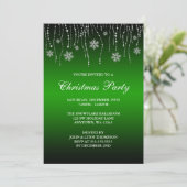 Green Black Sparkle Snowflakes kerst Kaart (Staand voorkant)