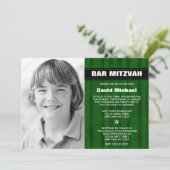 Green Black Stripes Photo Bar Mitzvah Invitations (Debout devant)