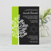 Green Black Tree of Life Bar Mitzvah Invitations (Debout devant)