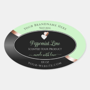 Green Black Wavy Roos Gold Hearts Productlabels Ovale Sticker