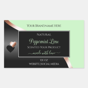 Green Black Wavy Roos Gold Hearts Productlabels Rechthoekige Sticker