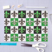 Green Black White Checkered Fleur-de-lis Design  Tissuepapier (Craft)
