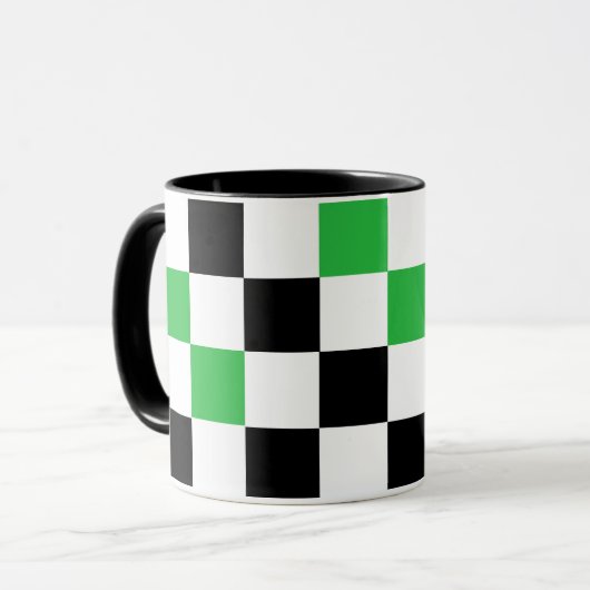 Green Black White Checkered Pattern Design  Mok (Voorkant links)