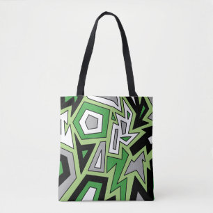 Green Black White Grey Aro Geometric Abstract Draagtas