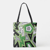 Green Black White Grey Aro Geometric Abstract Draagtas (Achterkant)
