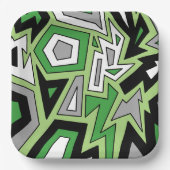Green Black White Grey Aro Geometric Abstract Papieren Bordje (Voorkant)