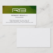 Green Black White Monogram Manager Visitekaartje (Voorkant / Achterkant)