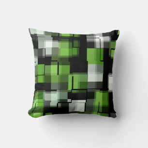 Green Black White Trendy Pattern Kussen