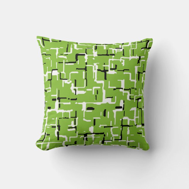 Green Black White Trendy Pattern Kussen (Voorkant)