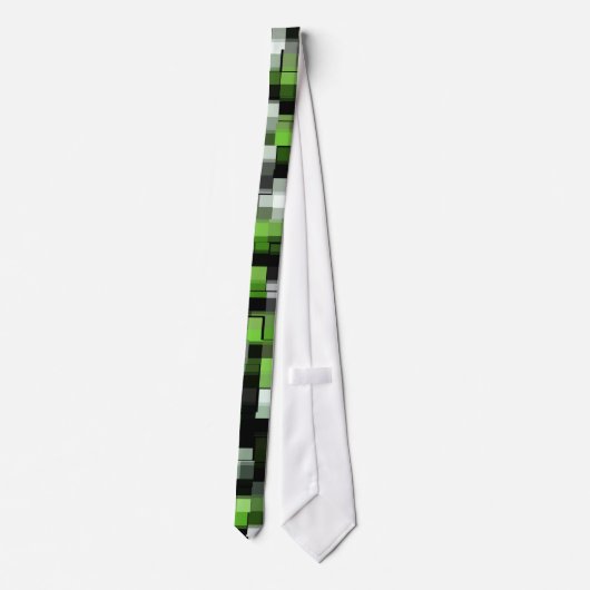 Green Black White Trendy Pattern Stropdas (Achterkant)