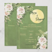 Green Blossom Engagement & Wedding Invitation Kaart (Voorkant / Achterkant)
