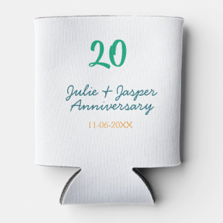 Green blue 20th anniversary name date orange  blikjeskoeler