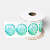 Green Blue Balls op White Ribbon Lint (Spoel)