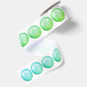 Green Blue Balls op White Ribbon Lint (Achterkant)