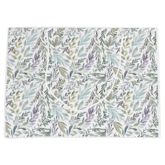 Green Blue Botanical Watercolor Groot Cadeauzakje (Voorkant)