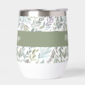 Green Blue Botanical Watercolor Monogram Name (Gauche)