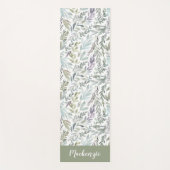 Green Blue Botanical Watercolor Monogram Name Yogamat (Voorkant)