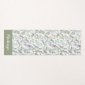 Green Blue Botanical Watercolor Monogram Name Yogamat (Voorkant (horizontaal))