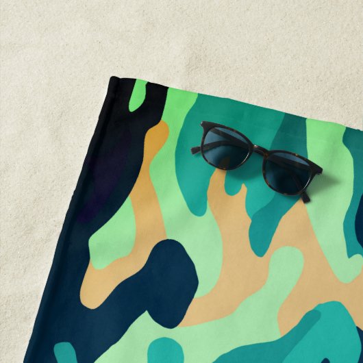 Green Blue Camouflage Beach Towel Strandlaken (In situ)